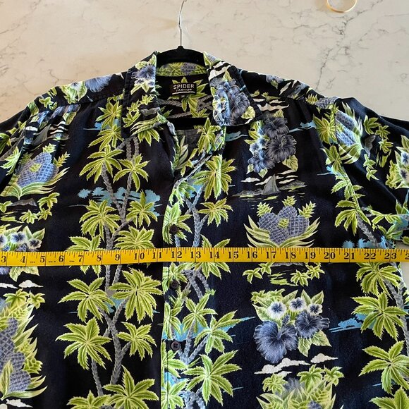 Vintage Men's Tropical Hawiian  Shirt Floral Buttons - Spider Fashion - Sz M - Picture 8 of 13